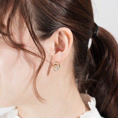 K18/プラチナ コンビデザインピアス 43-6279 | 山梨県甲府市