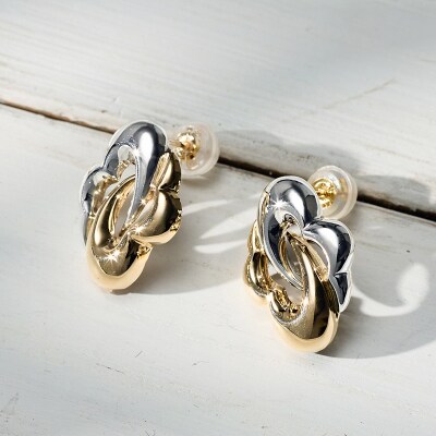 K18/プラチナ コンビデザインピアス 43-6289