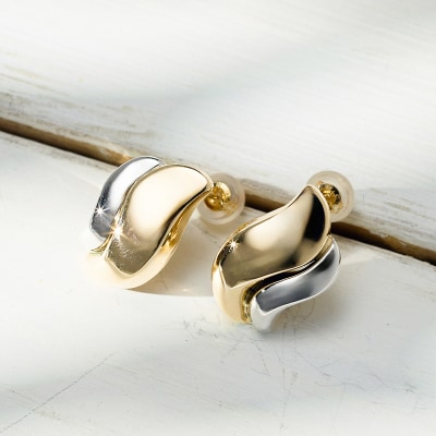 K18/プラチナ コンビデザインピアス 43-6292