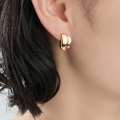 K18/プラチナ コンビデザインピアス 43-6292