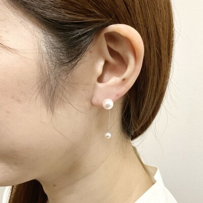 あこや真珠 2way チャーム付 パール ピアス K18ホワイトゴールド(PA0185)