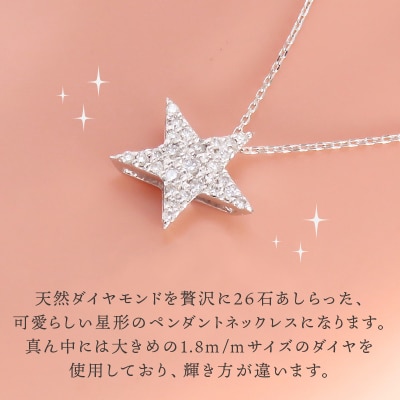 K18WG(ホワイトゴールド) ダイヤネックレス 星(P6140)