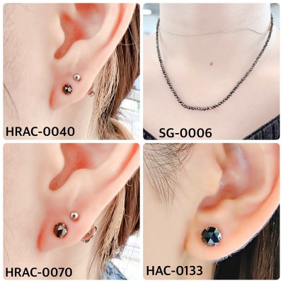 トータル0.4ct　【AAA】ブラックダイヤモンドピアス HRAC-0040