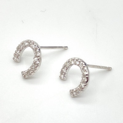 K18WG トータル0.2ct 馬蹄ピアス WHTOP-0031