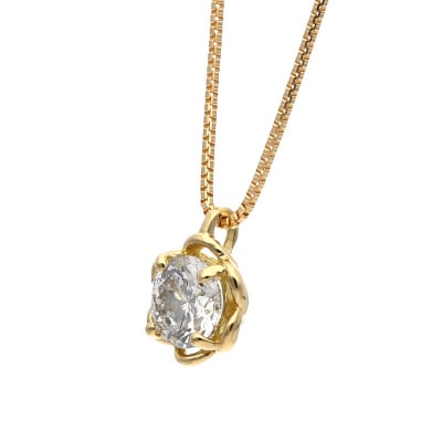 K18イエローゴールド ダイヤモンドデザイン枠ネックレス(0.3ct)63-4038