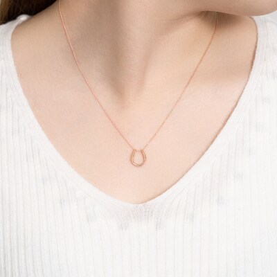 K18ピンクゴールド　シンプル馬蹄ネックレス 63-8558