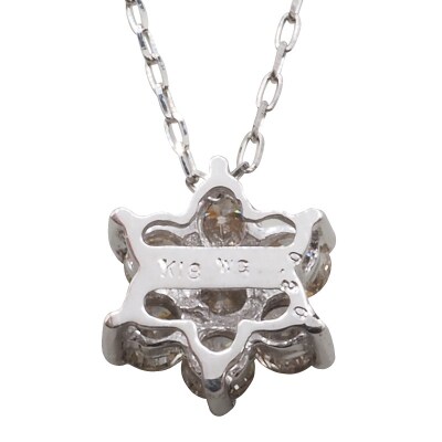 K18WG　フラワーモチーフダイヤモンドペンダントHTOP-0013