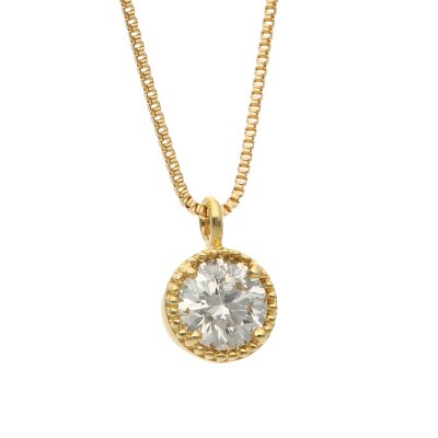 K18イエローゴールド ダイヤモンドミル打ちネックレス(0.3ct)63-4028