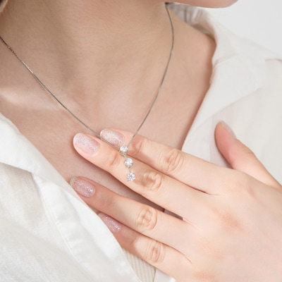 プラチナ 1.0ct スリーダイヤモンドネックレス　63-8587