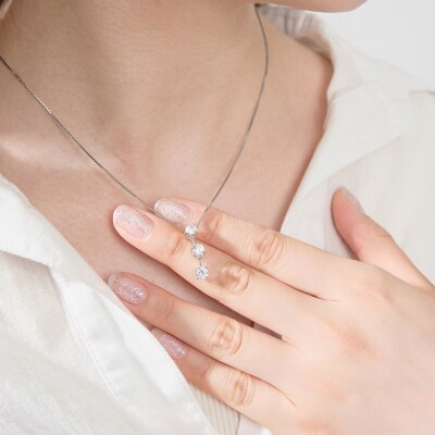 プラチナ 1.0ct スリーダイヤモンドネックレス　63-8587