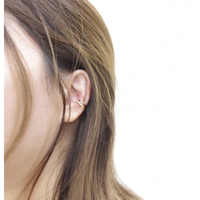 k18YG ダイヤモンド 手作り イヤーカフ ジュエリー 2連サークル 03191