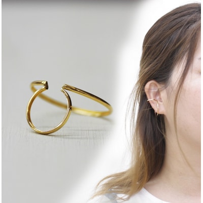 k18YG 地金 手作り 大ぶりイヤーカフ ジュエリー 03196