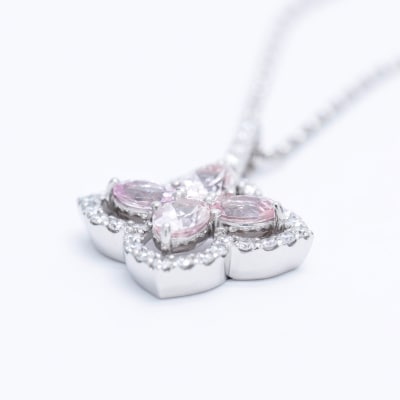 Pt モルガナイト/ダイヤモンド ペンダント(リリー)PA965AP