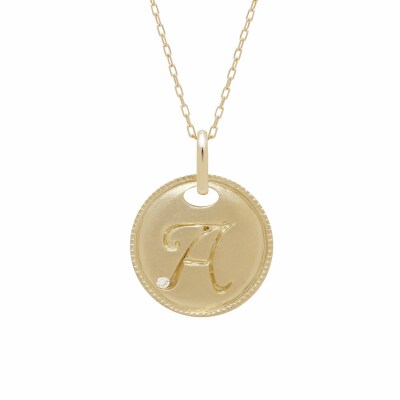 【K10】イニシャルペンダントネックレス　イニシャル:A