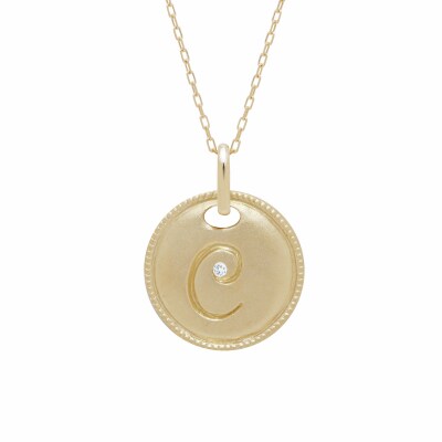 【K10】イニシャルペンダントネックレス　イニシャル:C