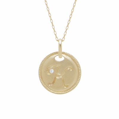 【K10】イニシャルペンダントネックレス イニシャル:K