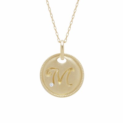 【K10】イニシャルペンダントネックレス イニシャル:M