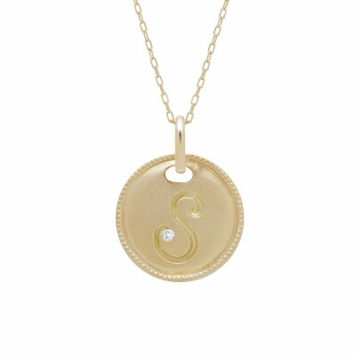【K10】イニシャルペンダントネックレス イニシャル:S