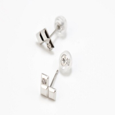 Pt900　BLOCKデザイン　ダイヤ　スタッド　ピアス　GD-3076PT