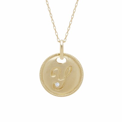 【K10】イニシャルペンダントネックレス イニシャル:Y