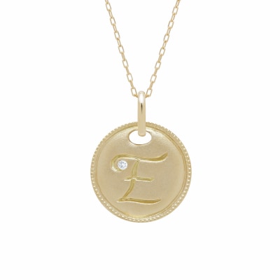 【K18】イニシャルペンダントネックレス イニシャル:E