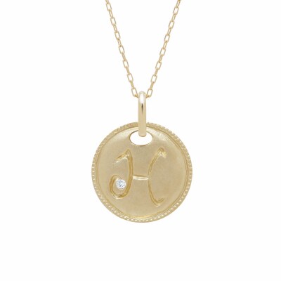 【K18】イニシャルペンダントネックレス イニシャル:H