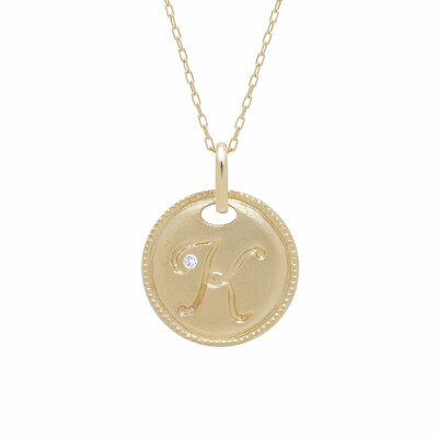 【K18】イニシャルペンダントネックレス イニシャル:K