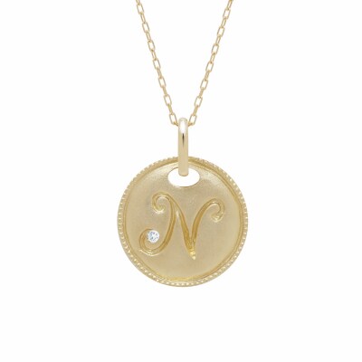 【K18】イニシャルペンダントネックレス イニシャル:N