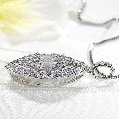 天然ダイヤモンド ペンダントネックレス マーキスタイプ【1.00ct】PT900 ZPN-106