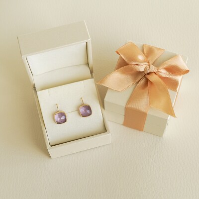 【ジュエリー】K18 イエローゴールド ピンクアメシスト ピアス 保証書付 SIA-2655