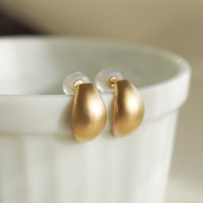 【ジュエリー】K18 イエローゴールド 艶消しマット地金 ピアス 保証書付 SPB-1869