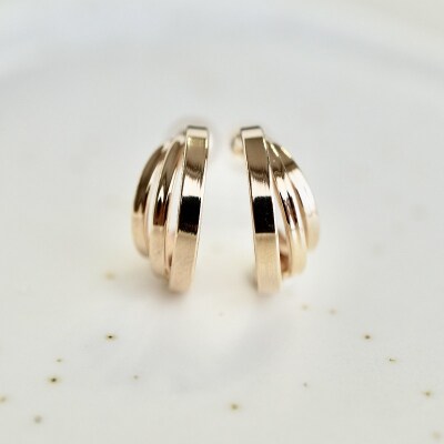 【ジュエリー】K10 イエローゴールド 地金 3連 輪 ピアス 保証書付 SE-1722