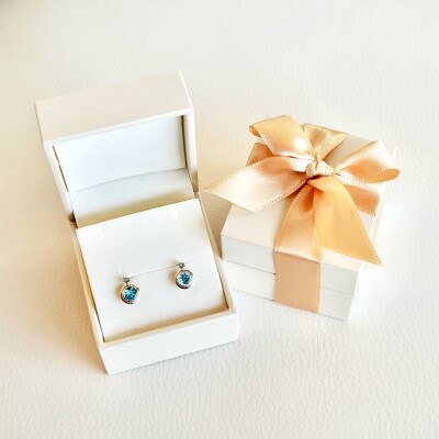 【ジュエリー】K10 イエローゴールド ブルートパーズ 縁どり ピアス 保証書付 SE-2857