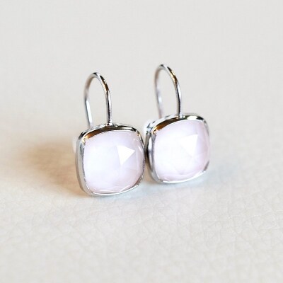 【ジュエリー】K18WG ホワイトゴールド ピンクオパールクォーツ ピアス 保証書付 IA-2653