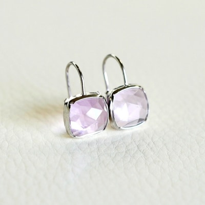 【ジュエリー】K18WG ホワイトゴールド ピンクアメシスト ピアス 保証書付 SIA-2655