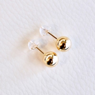 【ジュエリー】K18 イエローゴールド地金ボールシンプル ピアス(7mm) 保証書付 KO-0033