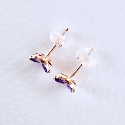 【ジュエリー】K10 イエローゴールド アメシスト バタフライ 蝶 ピアス 保証書付 SE-2913