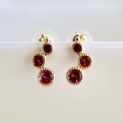 【ジュエリー】K18 イエローゴールド ロードライトガーネット ピアス 保証書付 SIA-2744