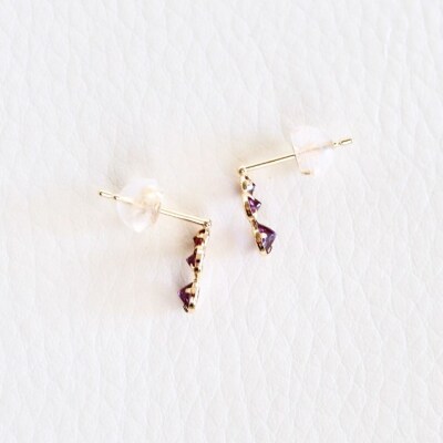 【ジュエリー】K18 イエローゴールド ロードライトガーネット ピアス 保証書付 SIA-2744