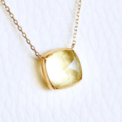 【ジュエリー】K18 イエローゴールド ハニークォーツ ペンダント ネックレス PNA-0361