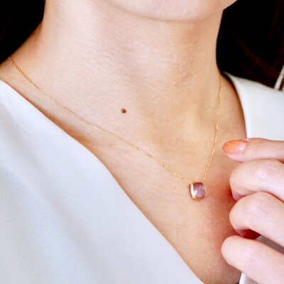 【ジュエリー】K18 イエローゴールド ピンクアメシスト ペンダント ネックレス PNA-0361