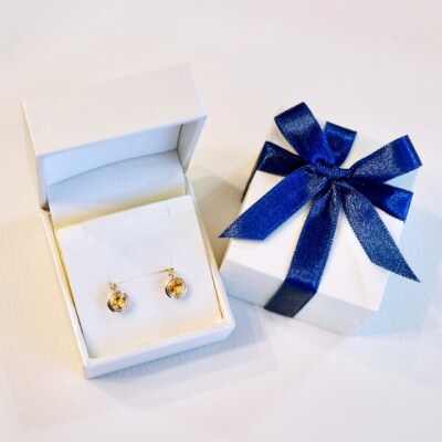 【ジュエリー】K10 イエローゴールド シトリン ピアス 保証書付 SE-2857