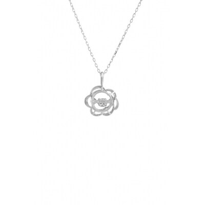 ダンシングストーンダイヤペンダント(ネックレス)K10WG・0.05ct[D10-0066]