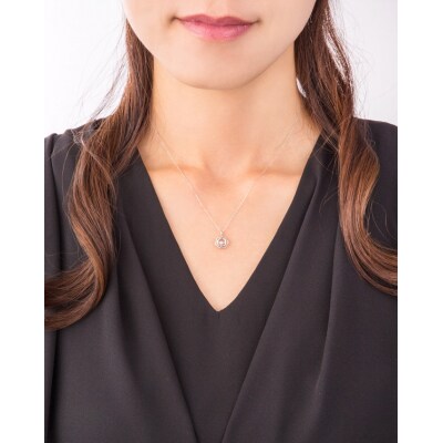 ダンシングストーンダイヤペンダント(ネックレス)K10WG・0.05ct[D10-0066]