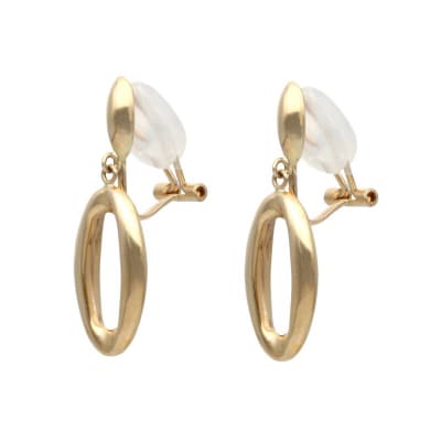 18金イエローゴールド　オーバルサークルイヤリング(管理番号684632)