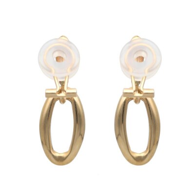 18金イエローゴールド　オーバルサークルイヤリング(管理番号684632)