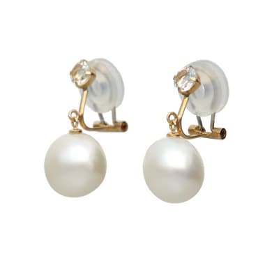 18金イエローゴールド　淡水バロックパールイヤリング(管理番号685654)