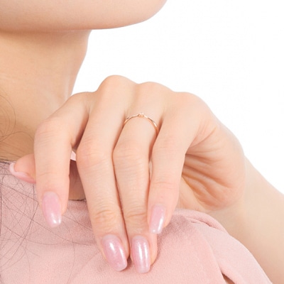 シンプル　6本爪K10PGダイヤモンドリング　R894DI-R2