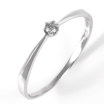 シンプル　6本爪K10WGダイヤモンドリング　R894DI-2