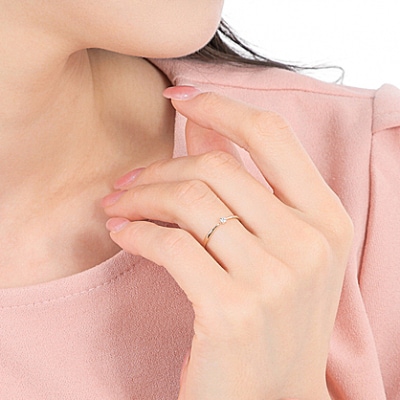 シンプル　6本爪K10YGダイヤモンドリング　R894DI-Y2